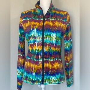 Ronnie Salloway Vintage 80s Colorful Rainbow Women's Zip-up Jacket size Small
